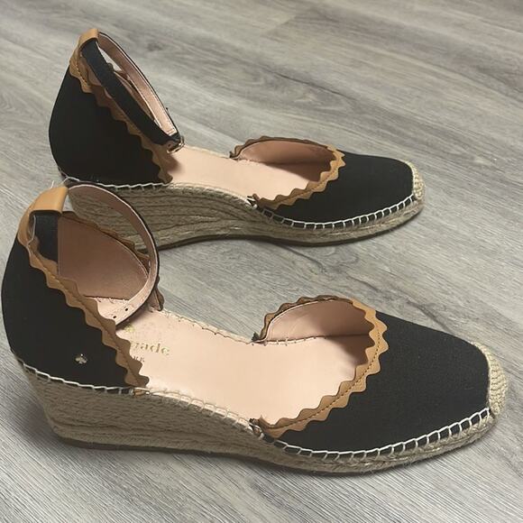 Kate Spade Thea‎ wedges Black Canvas NEW - Picture 7 of 9